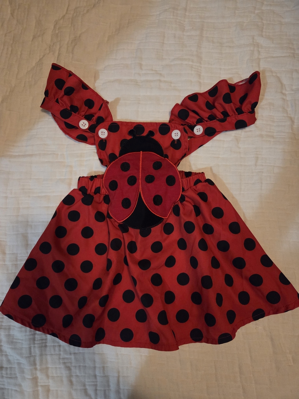 Kids Ladybug Costume Dress in Red with Black Spots